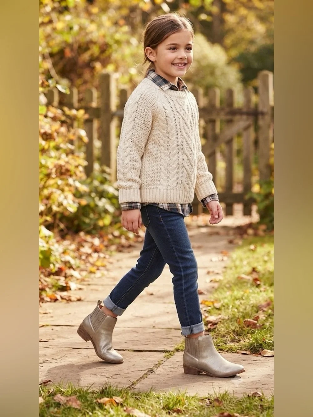 wonder nation Metallic Taupe Chelsea Ankle Boots for Kids